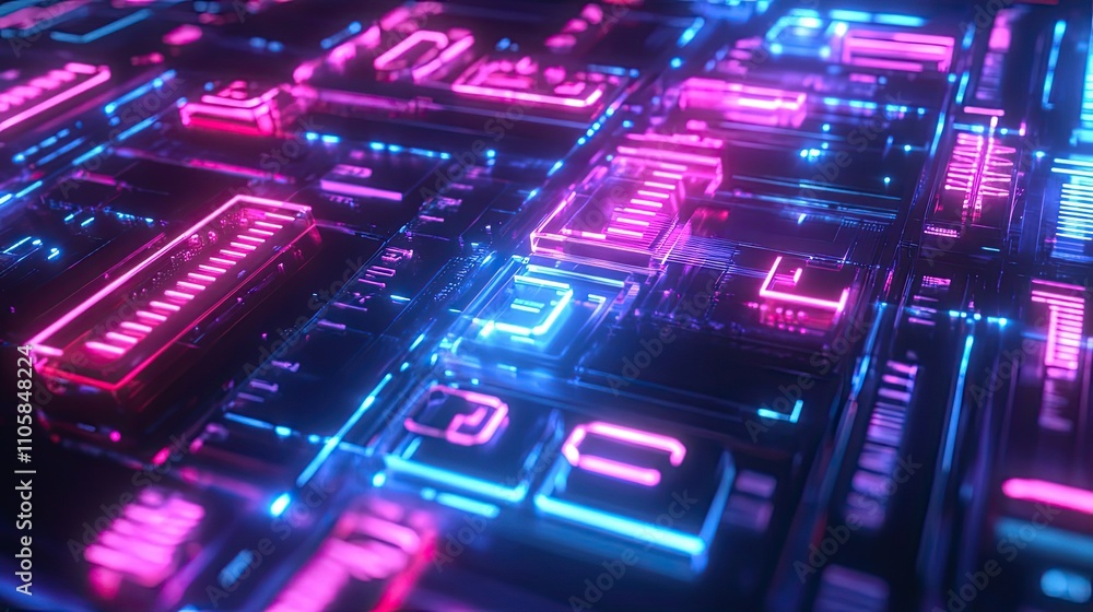 Abstract Neon Circuit Board Digital Technology Design Abstract Neon Circuit Board Digital Technology Design