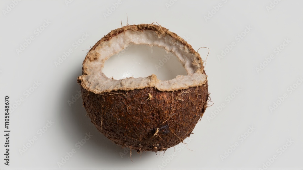 Coconut on a white wooden background