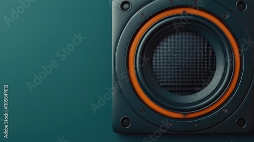 Dynamic speakers, radial sound effects, 3D illustration photo