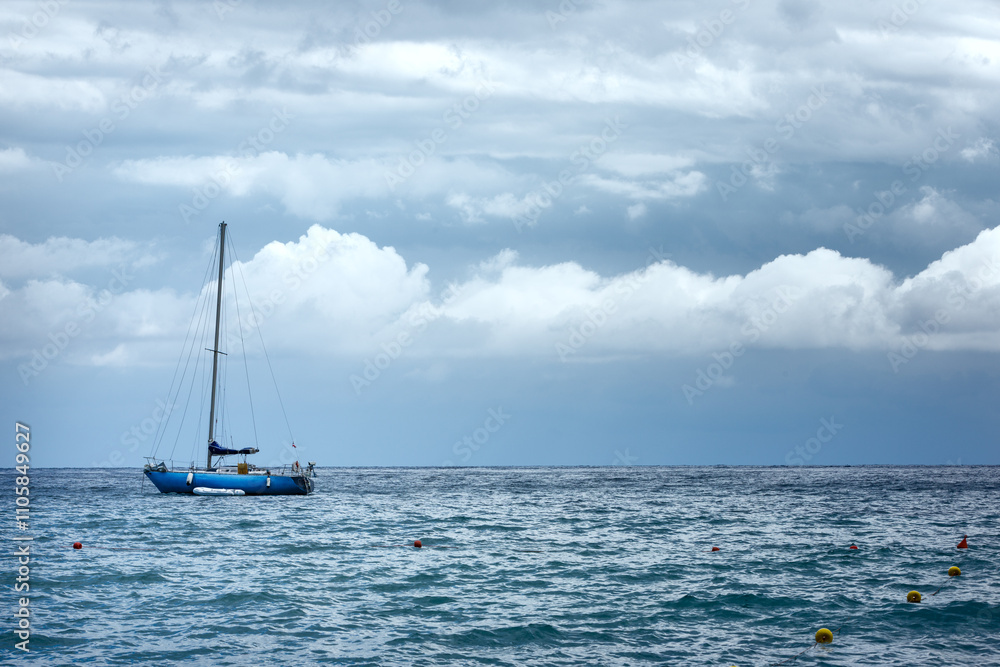 Fototapeta premium Sea, ship and sky landscape