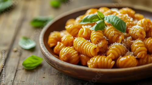 High-quality close-up of a delicious plate of freshly cooked pasta photo