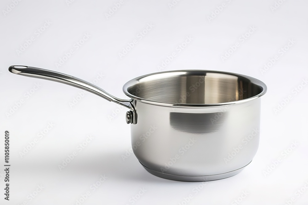 Shiny stainless steel saucepan on white Shiny stainless steel saucepan on white