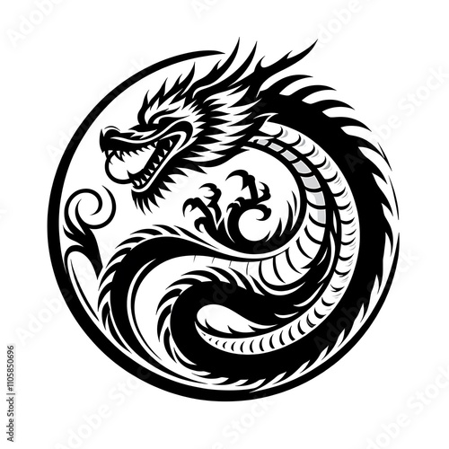 Wallpaper Mural Stylized dragon design in a circular motif. Torontodigital.ca