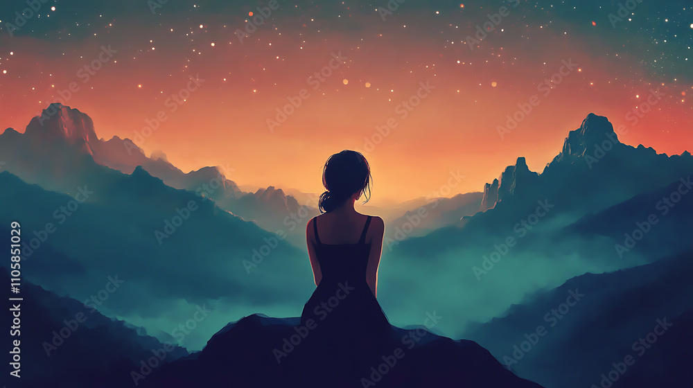 Obraz premium Beautiful anime girl in a vibrant landscape.