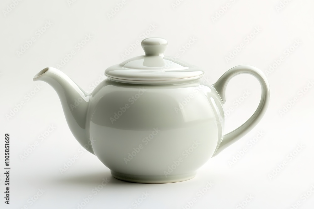 White ceramic teapot isolated on light background White ceramic teapot isolated on light background