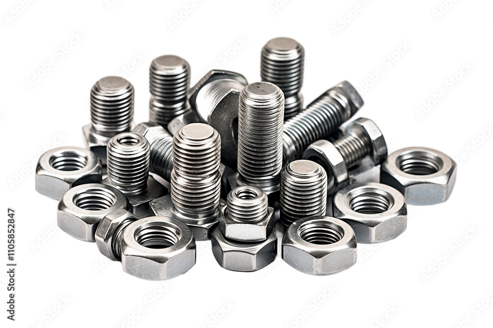 Industrial Steel Fasteners Close-Up Industrial Steel Fasteners Close-Up
