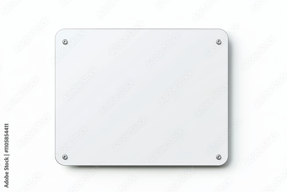 Blank metallic square plate with four screws on white background Blank metallic square plate with four screws on white background