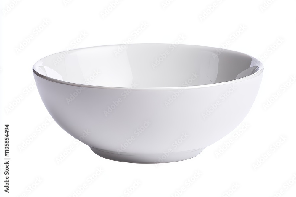 Plain white ceramic bowl against white background Plain white ceramic bowl against white background