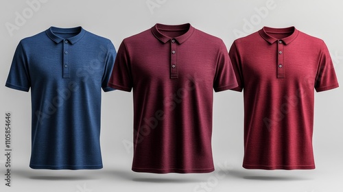 Vibrant Polo Shirts in Rich Red and Blue Tones. Generative AI photo