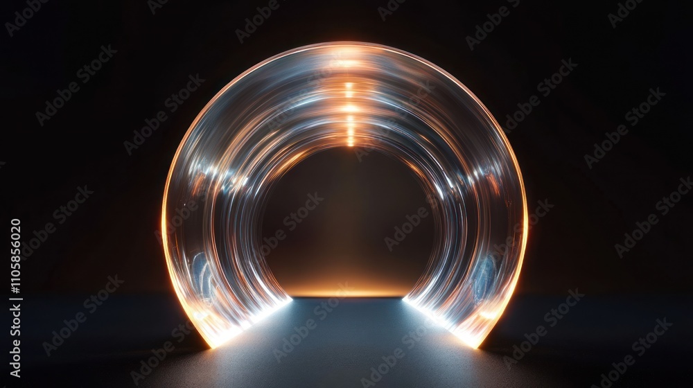3D holographic tunnel with light beams, dynamic glowing effect, isolated black background 3D holographic tunnel with light beams, dynamic glowing effect, isolated black background