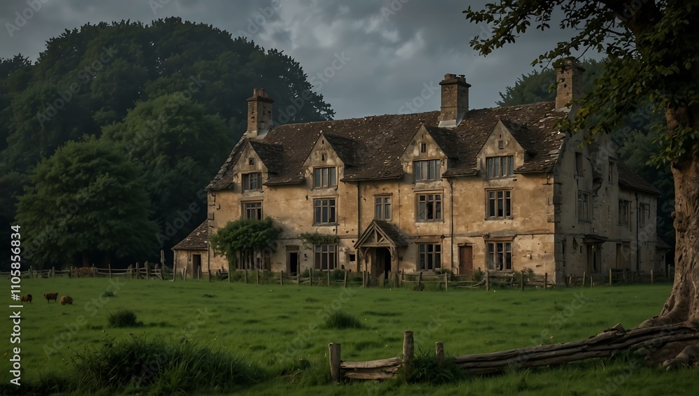 Obraz premium Creepy old inn in the Gloucestershire countryside.