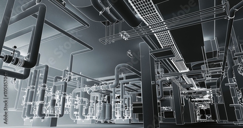 Conceptual visualization of drawing style of utilities at BIM technology