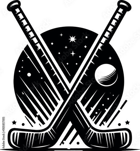 Hockey Stick Vector Black Silhouette Cricut Design for T-Shirt