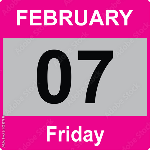 07 February , Friday  Date template , Useful design for calendar or event promotion. Vector illustration EPS 10 file photo