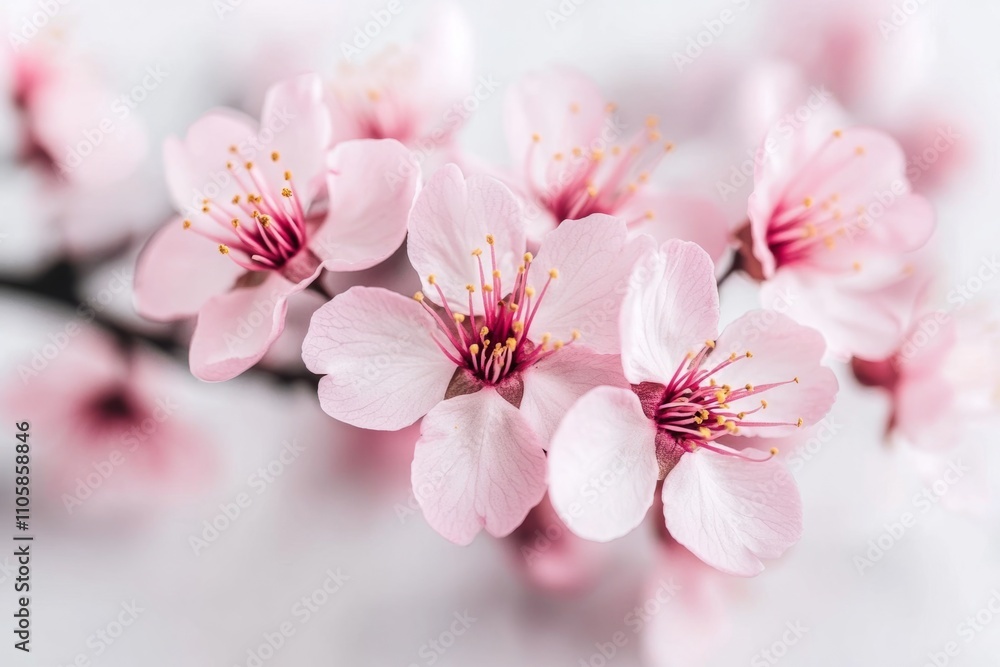 Beautiful pink flowers blooming on a branch, celebrating the arrival of spring and the beauty of nature Beautiful pink flowers blooming on a branch, celebrating the arrival of spring and the beauty of nature