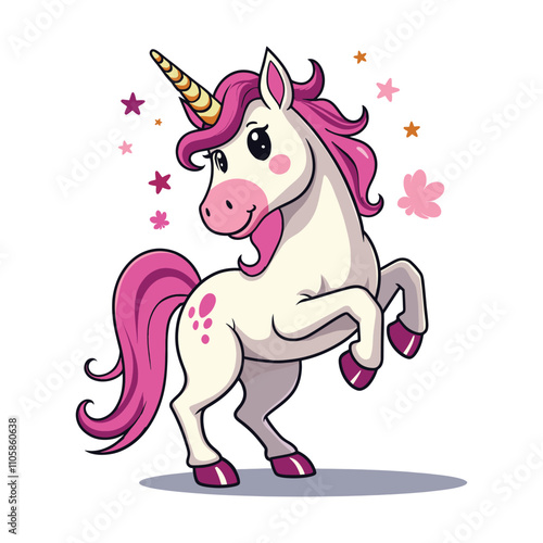 A cute unicorn with pink hair
