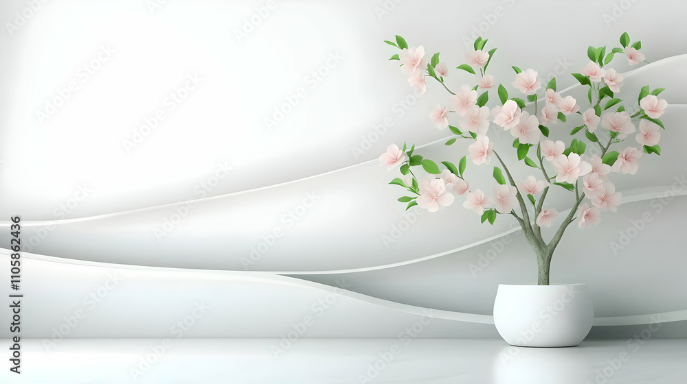 Custom wallpaper with 3D tree and pink flower background for digital printing Custom wallpaper with 3D tree and pink flower background for digital printing