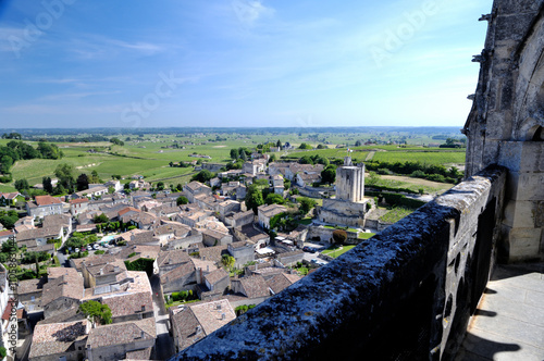 Saint-Emilion and vineyards seen from the tower of the monolithic church, France / 一枚岩教会の塔の上から見たサン＝テミリオン（サンテミリオン）とブドウ畑　フランス