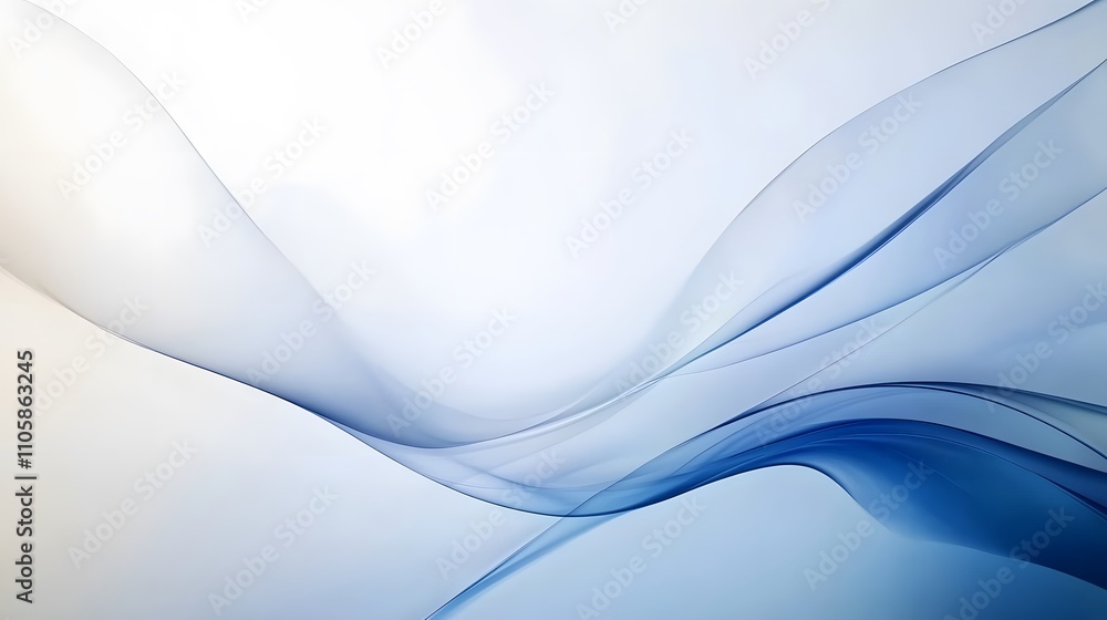 Fototapeta premium Abstract Blue Waves Flowing On White Background