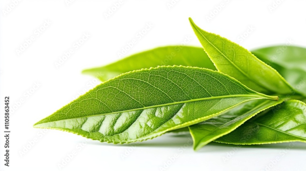 Obraz premium a photostock of a Green flying leaves isolated on white background with place foe text