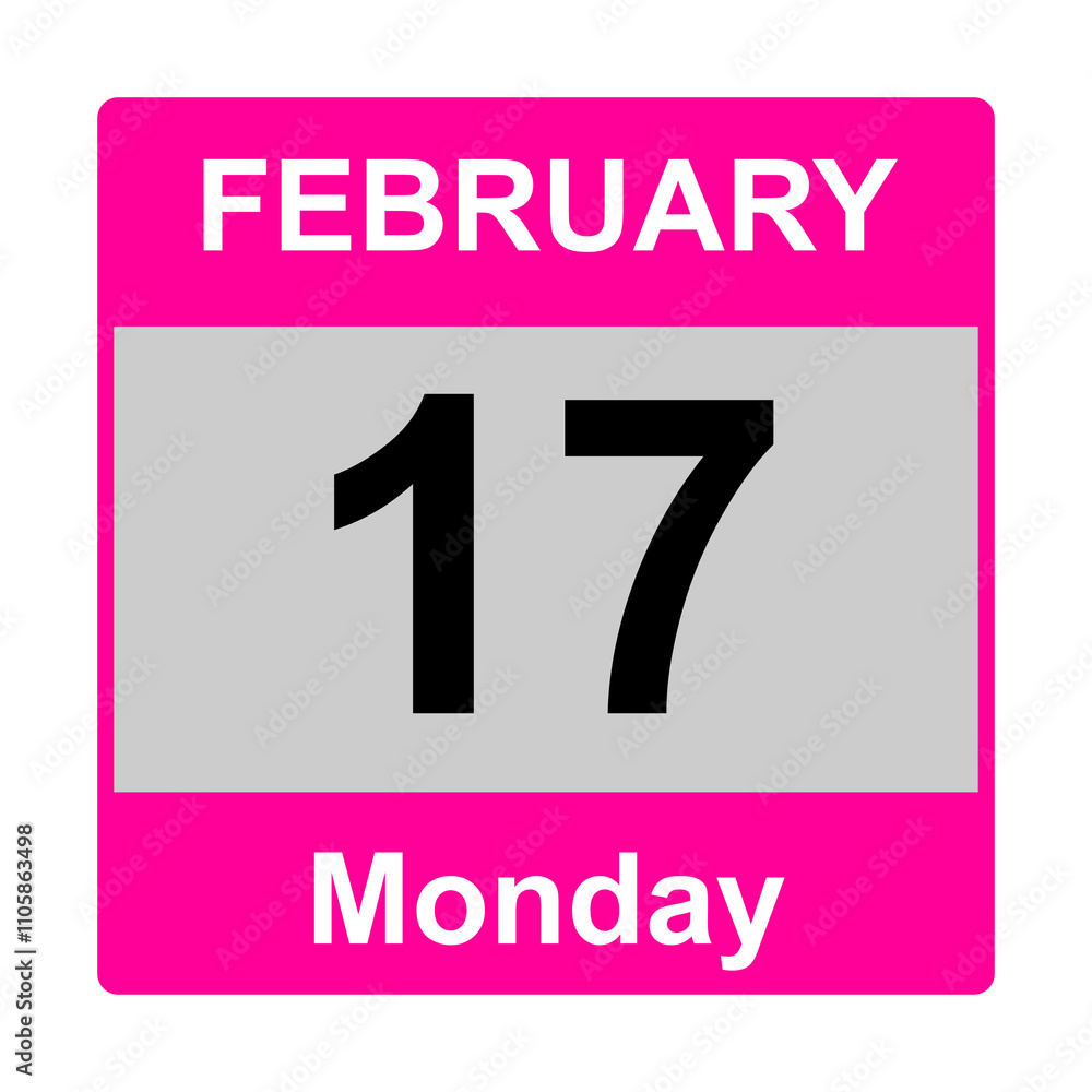 17 February , Monday Date template , Useful design for calendar or event promotion. Vector illustration EPS 10 file 17 February , Monday Date template , Useful design for calendar or event promotion. Vector illustration EPS 10 file
