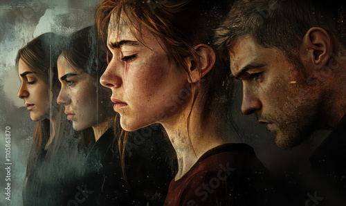 The Last of Us Part II:  A poignant portrait of Ellie, Dina, and Joel, reflecting on loss and resilience in a post-apocalyptic world.