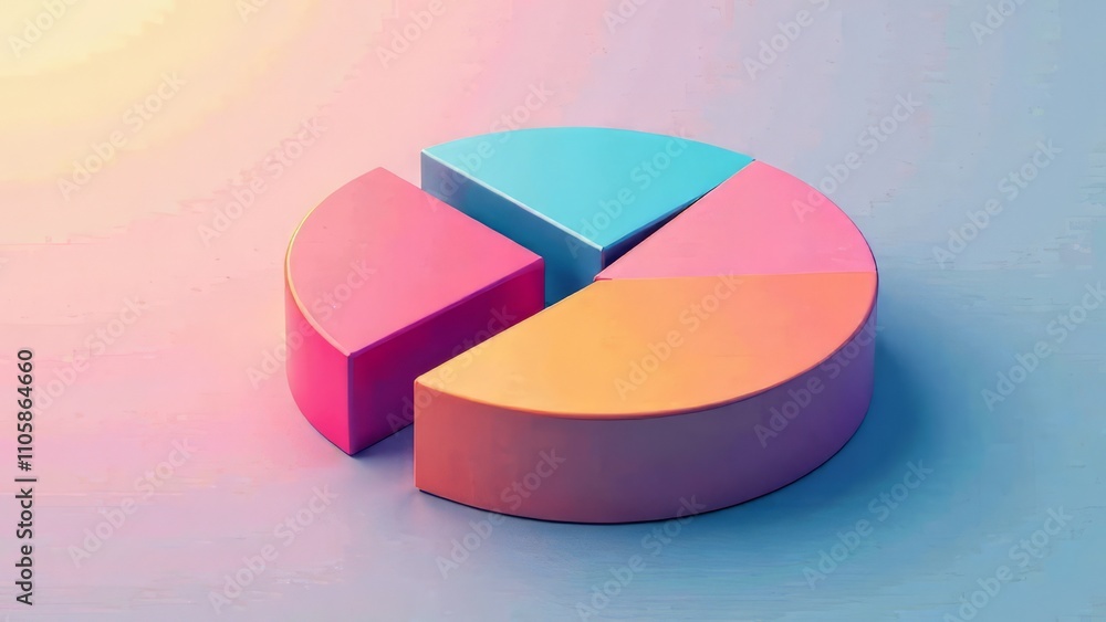 Obraz premium 3D Pie Chart Illustration 38% 62% Data Visualization Infographic