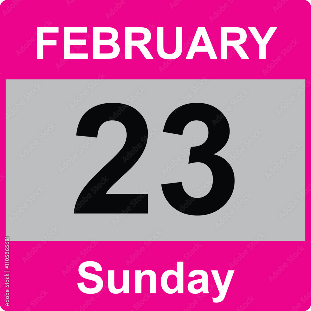 Fototapeta premium 23 February , Sunday Date template , Useful design for calendar or event promotion. Vector illustration EPS 10 file