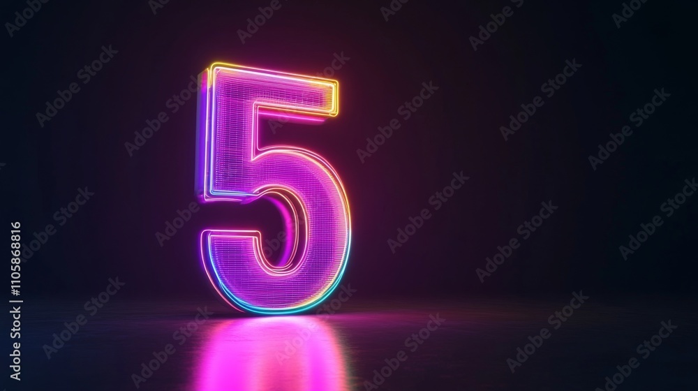 Dynamic Number Five with Neon Glow: A Vibrant Graphic Design Dynamic Number Five with Neon Glow: A Vibrant Graphic Design