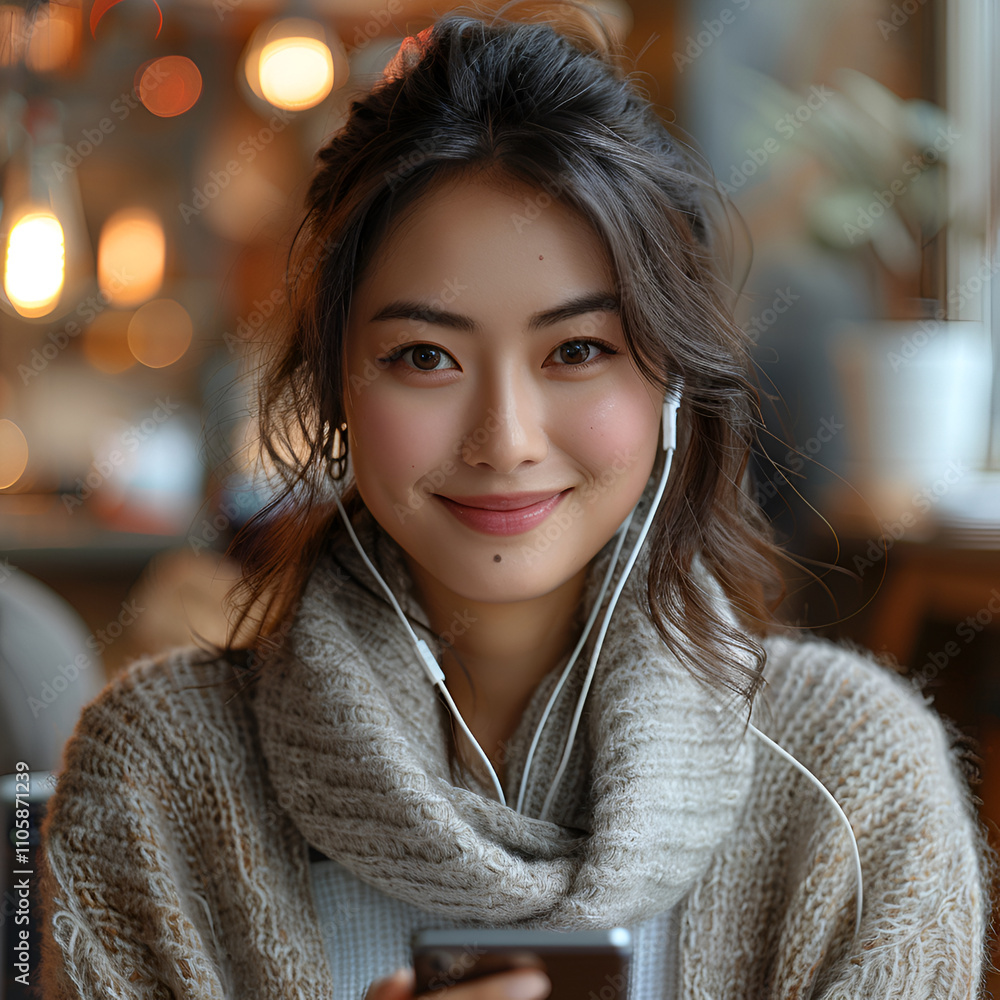Young pretty brunette girl over isolated white background listening music with headphones Young pretty brunette girl over isolated white background listening music with headphones