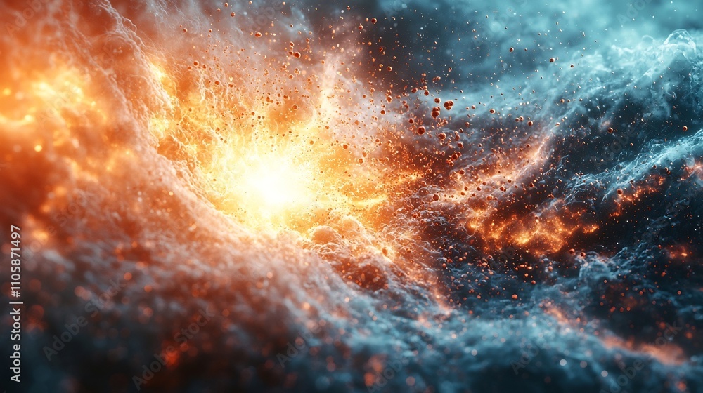 Fototapeta premium Powerful Explosion of Viral Particles Destroyed by Immune Response