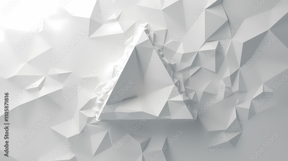 Abstract white geometric triangle, 3D rendering Abstract white geometric triangle, 3D rendering