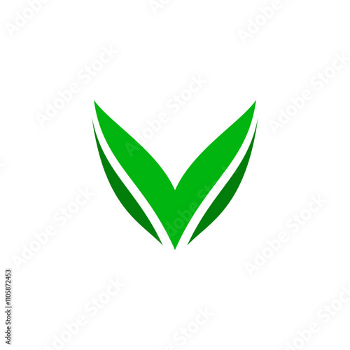 v logo letter green leaf vector