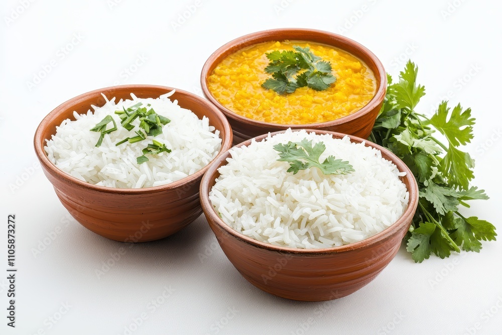 Delicious Indian Rice and Lentil Dish with Fresh Herb Garnish Delicious Indian Rice and Lentil Dish with Fresh Herb Garnish