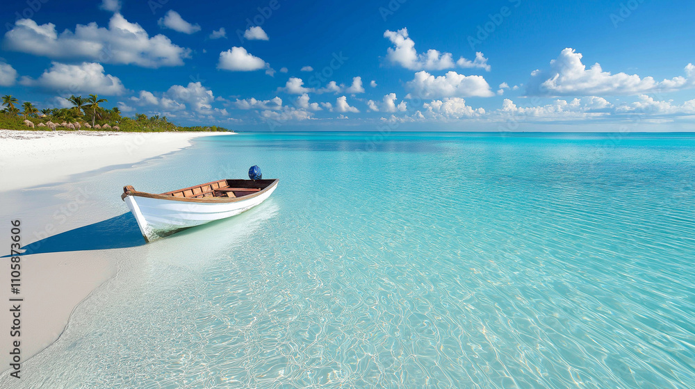 a tropical bay with crystal-clear water and white sandy beaches a tropical bay with crystal-clear water and white sandy beaches
