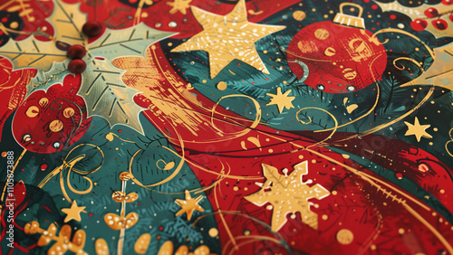 Wallpaper Mural Festive Christmas illustration with colorful and abstract pattern Torontodigital.ca