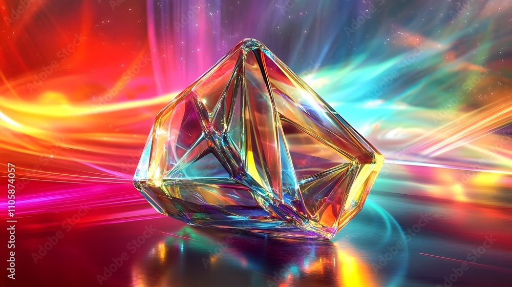 A Colorful Crystal Gem Reflects Light Beautifully A Colorful Crystal Gem Reflects Light Beautifully