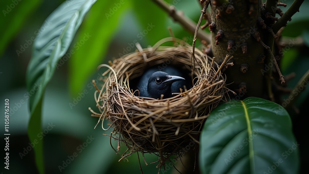 Black-throated Mango Bird Nest Camouflage AI Art, Breeding Season, Hidden Nest, Tropical Rainforest, Wildlife Photography, Nature, Elegant, Detailed, Realistic Black-throated Mango Bird Nest Camouflage AI Art, Breeding Season, Hidden Nest, Tropical Rainforest, Wildlife Photography, Nature, Elegant, Detailed, Realistic