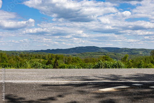 country road with scenic background in Bergisches Land Germany