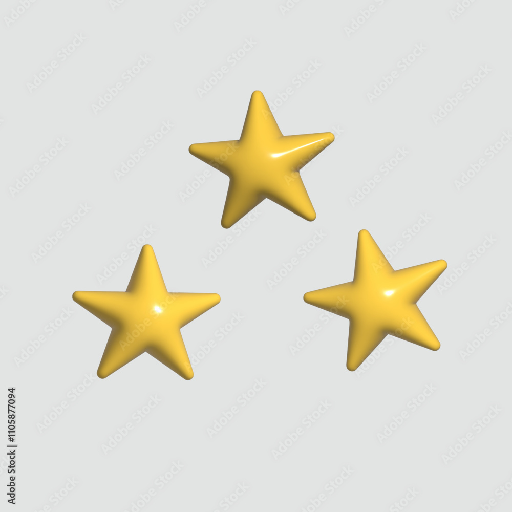 Star icon in 3d style on grey background. Vector illustration plastic volumetric yellow star. Vector illustration Star icon in 3d style on grey background. Vector illustration plastic volumetric yellow star. Vector illustration