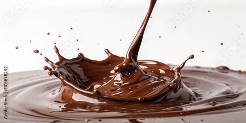 A delicious splash of rich, dark chocolate creates a mesmerizing crown of swirling liquid delight photo