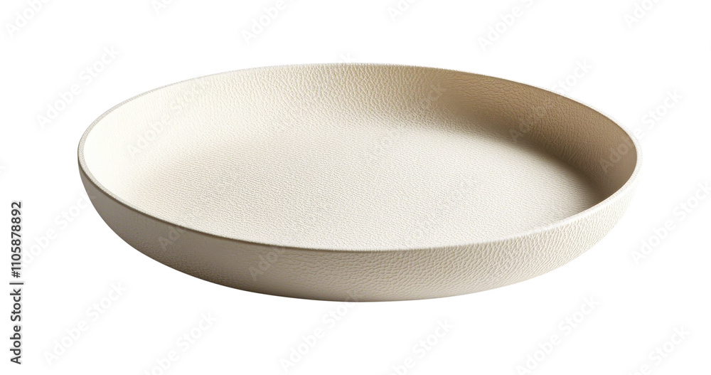 Minimalist beige ceramic bowl with a textured surface on a white background Minimalist beige ceramic bowl with a textured surface on a white background