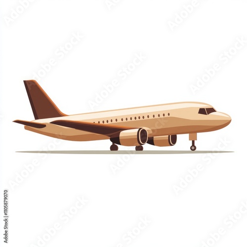 Elegant Beige Airplane Illustration