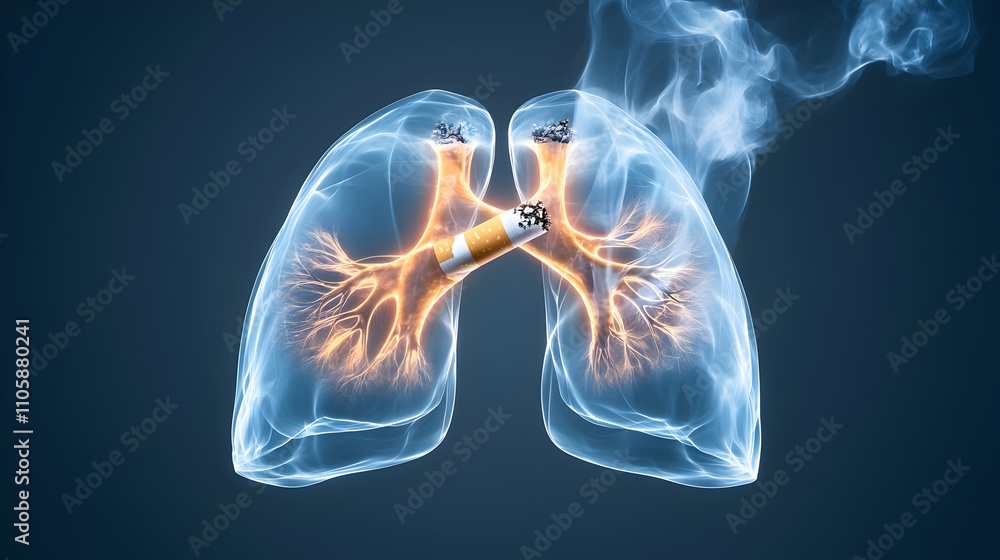 Dangerous cigarette smoke causing damage to lungs