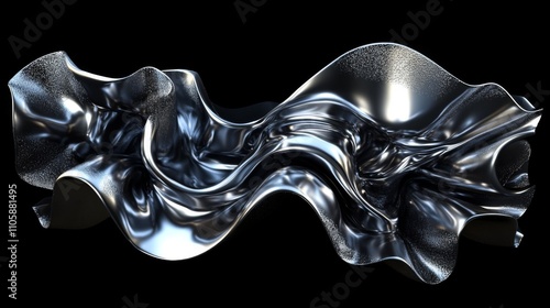 Fototapeta Naklejka Na Ścianę i Meble -  Stunning Abstract Metallic Liquid Design. A mesmerizing 3D render of flowing, liquid silver