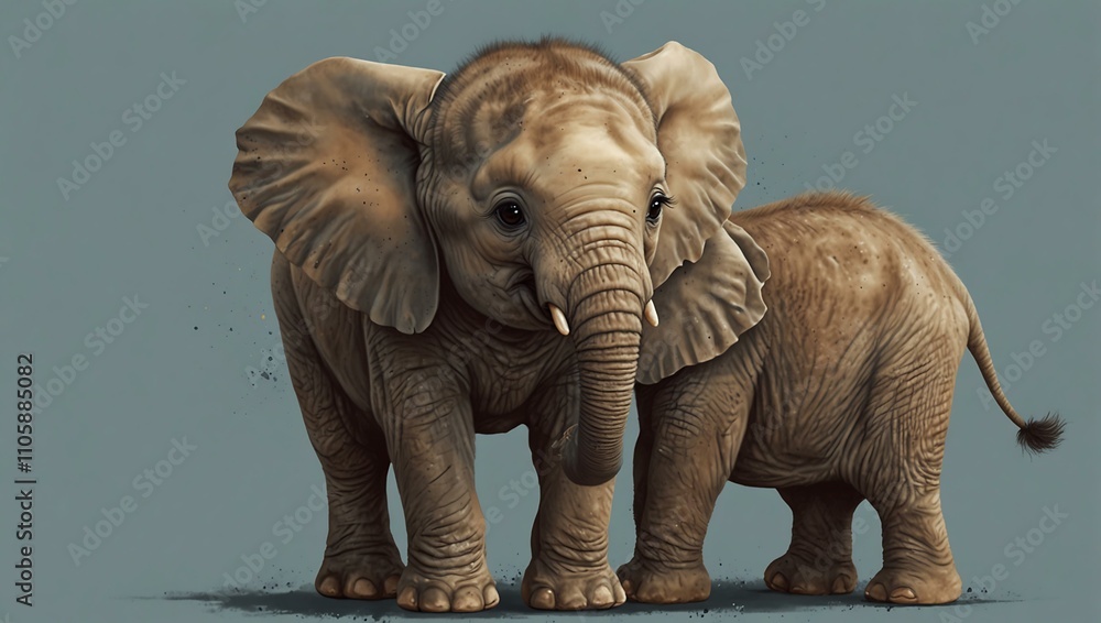 Fototapeta premium Cute baby elephant illustration.