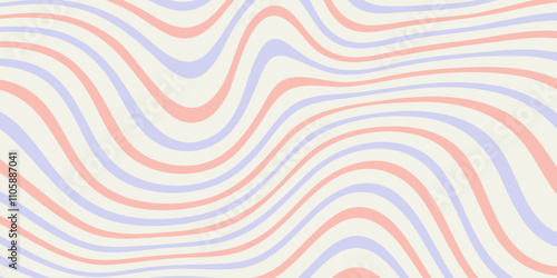 Distorted wavy line pattern, optical illusion effect. Retro abstract background with psychedelic texture