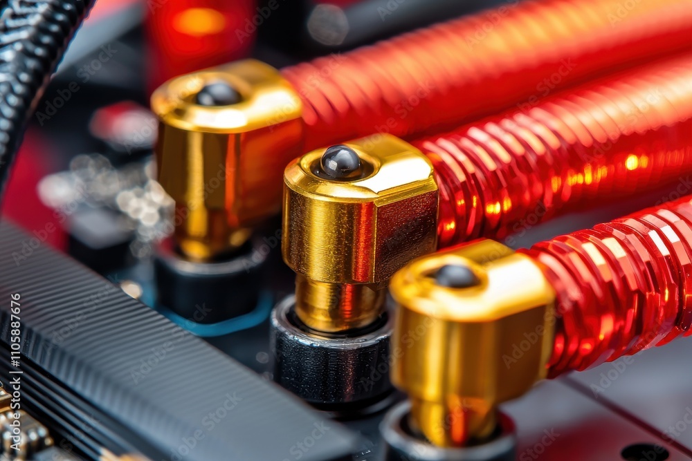 Close-Up View of Water Cooling Tubes with Colorful Details Close-Up View of Water Cooling Tubes with Colorful Details