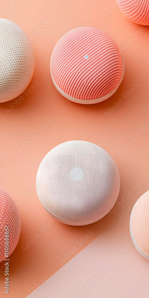 Fototapeta premium Caixas de som inteligentes flutuando com controle por voz