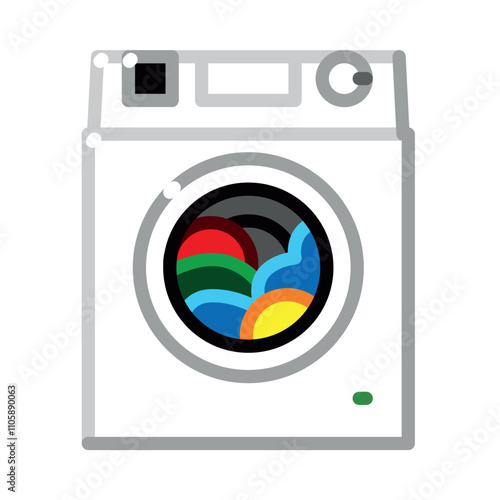 washing machine full of color laundry emoji icon on white background